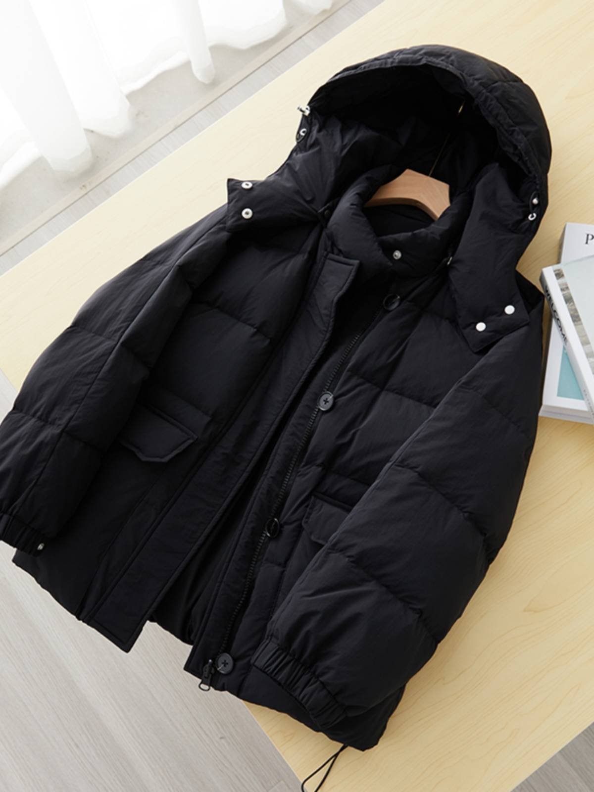 Thicked warm white duck down hooded down jacket jacket