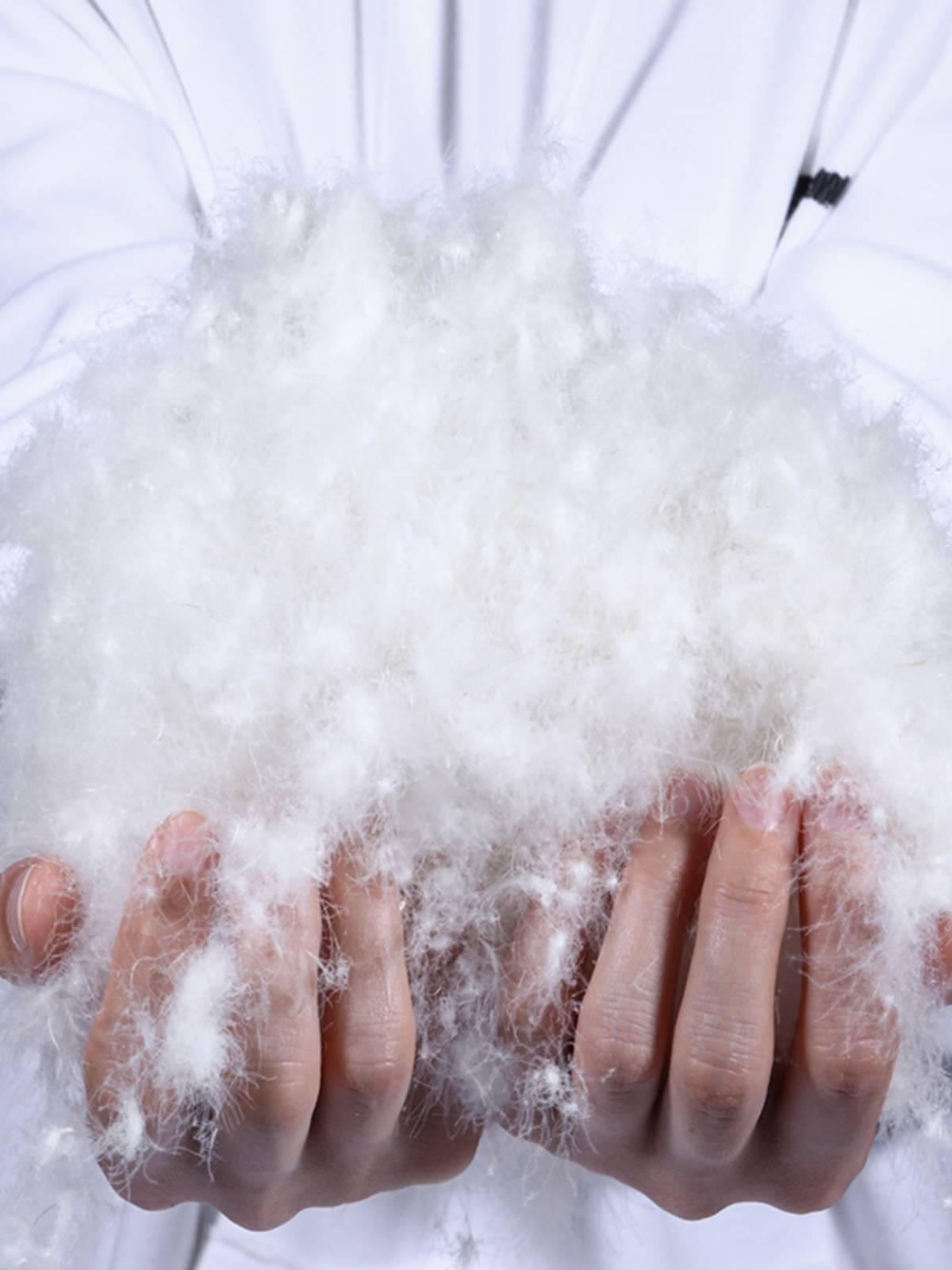 Warm white goose down jacket is filled