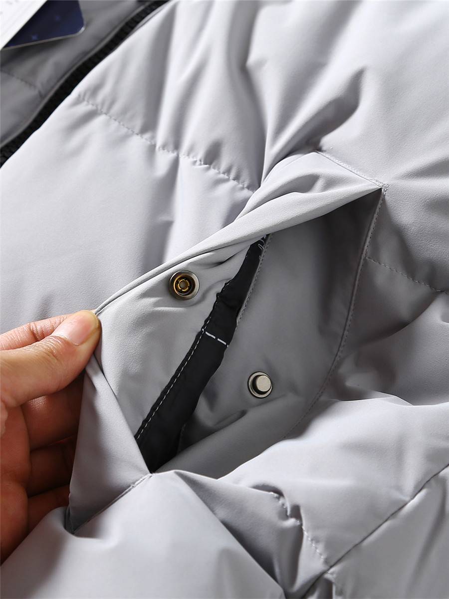 90 white duck down thick fluffy hooded windproof down jacket