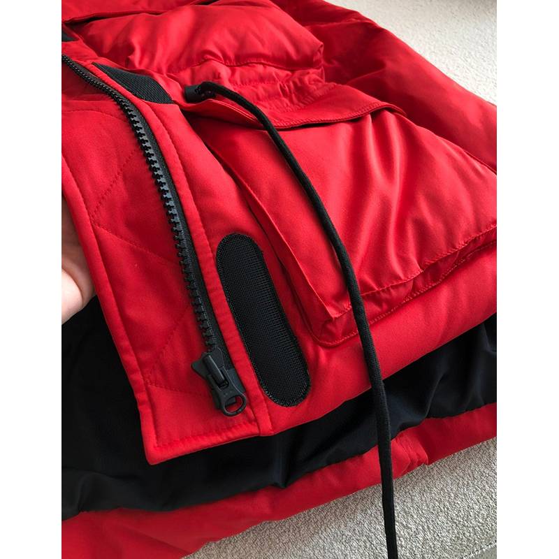 MC2 red stand -up collar hooded down jacket female short 2023 winter new white duck down waist waist is thin and versatile black