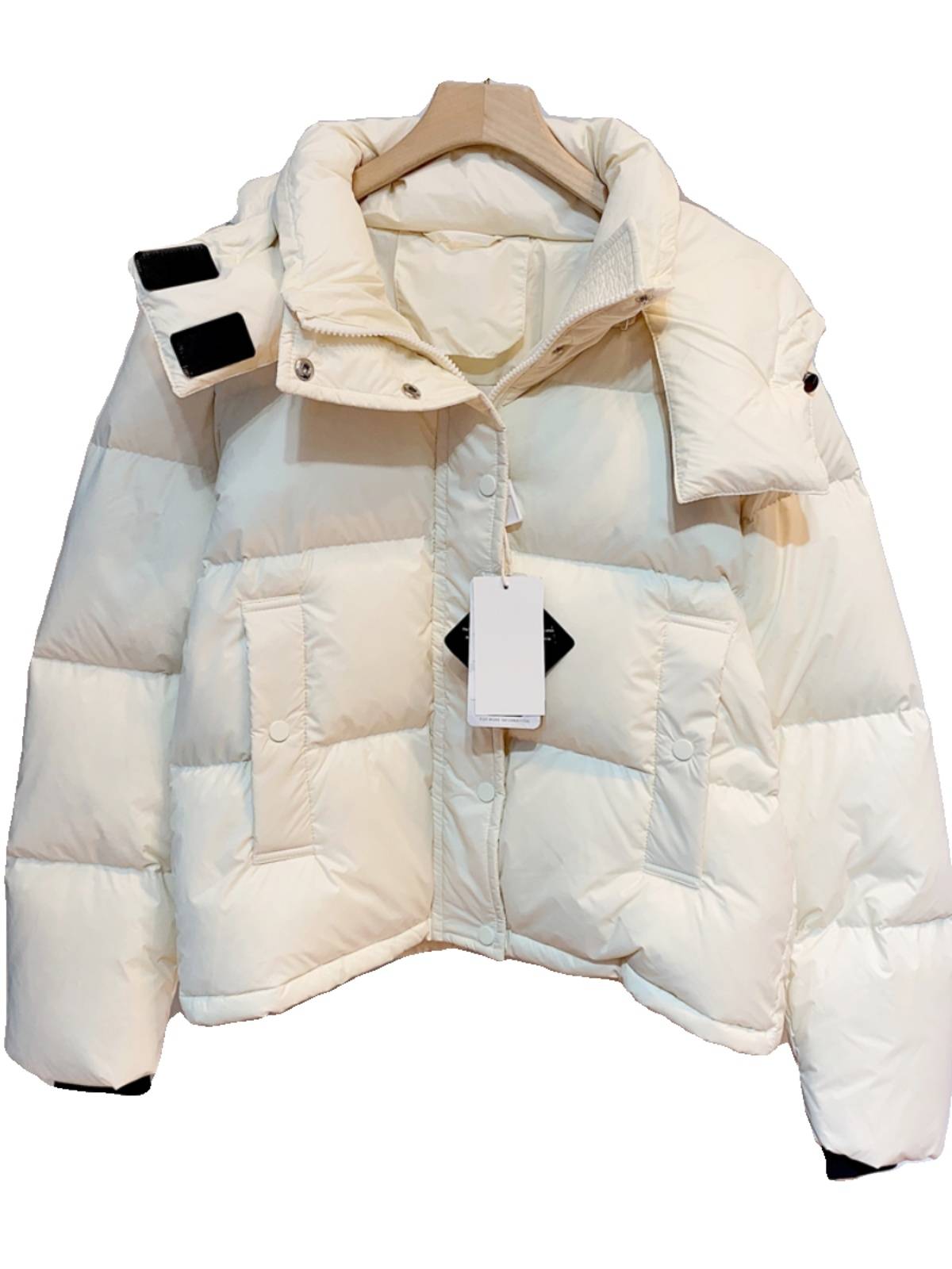 Simple mid -length hooded warm goose velvet thick