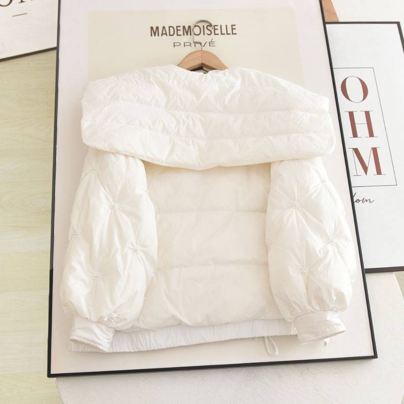 Doll collar wild short white down jacket jacket