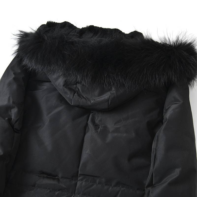 90 white goose velvet real hair collar men's medium long down jacket