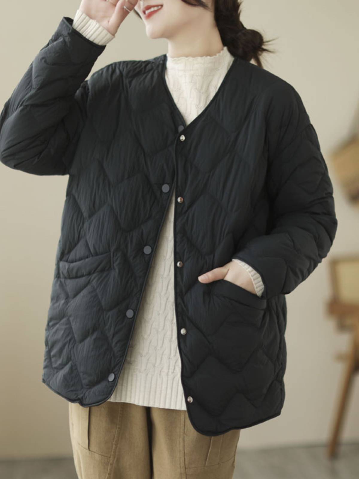 Clear warehouse warm down cotton jacket casual loose cotton