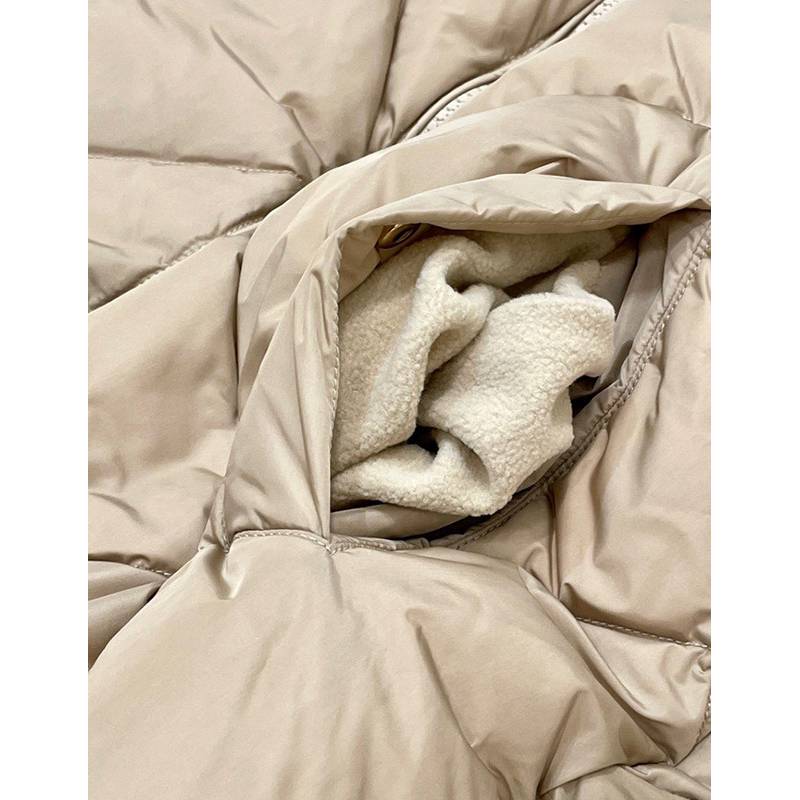 2023 autumn and winter new beige medium long goose down hooded down jacket outer set women