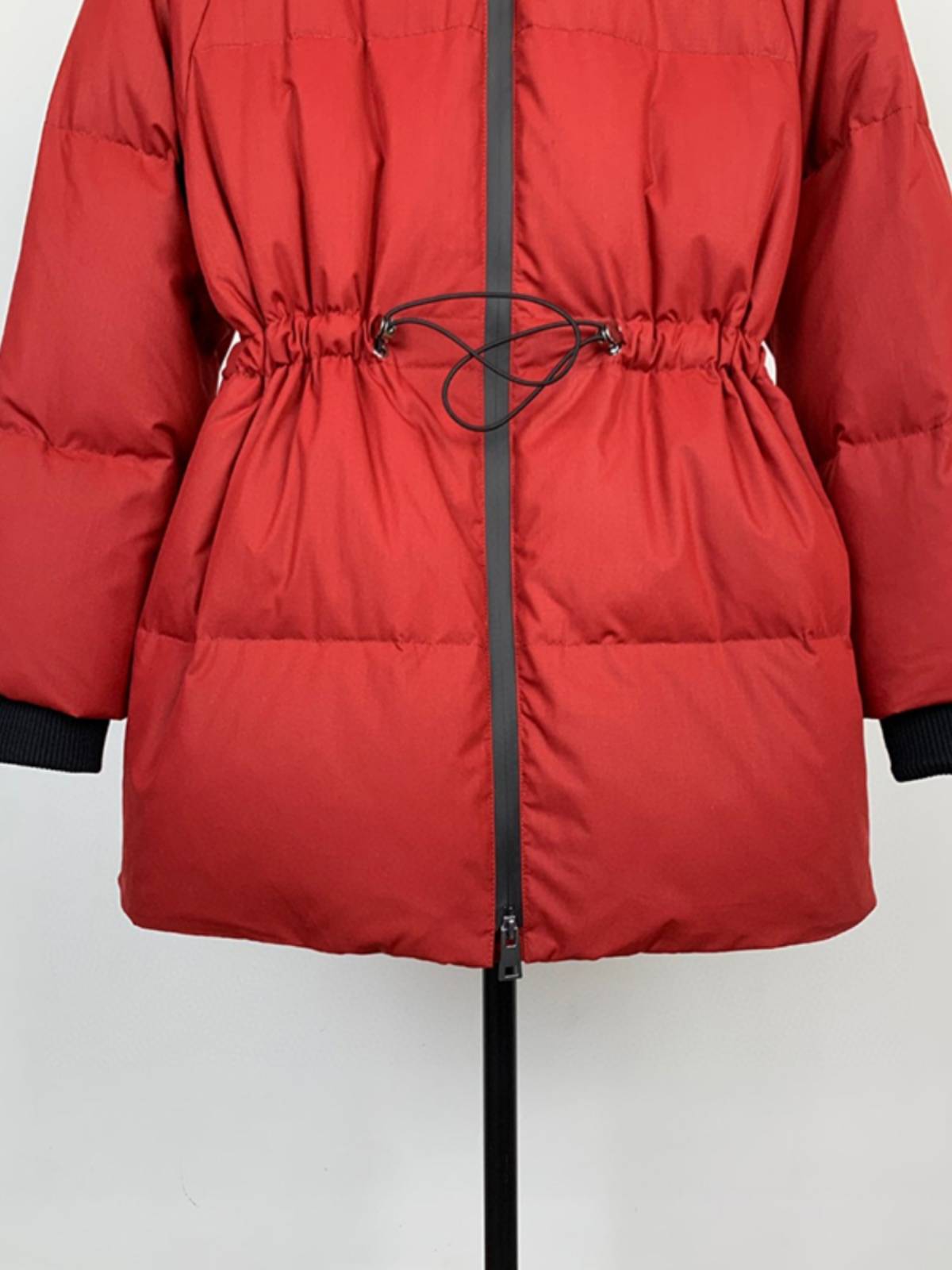 2023 Winter new hooded silk coat penton Paike medium thick red down jacket
