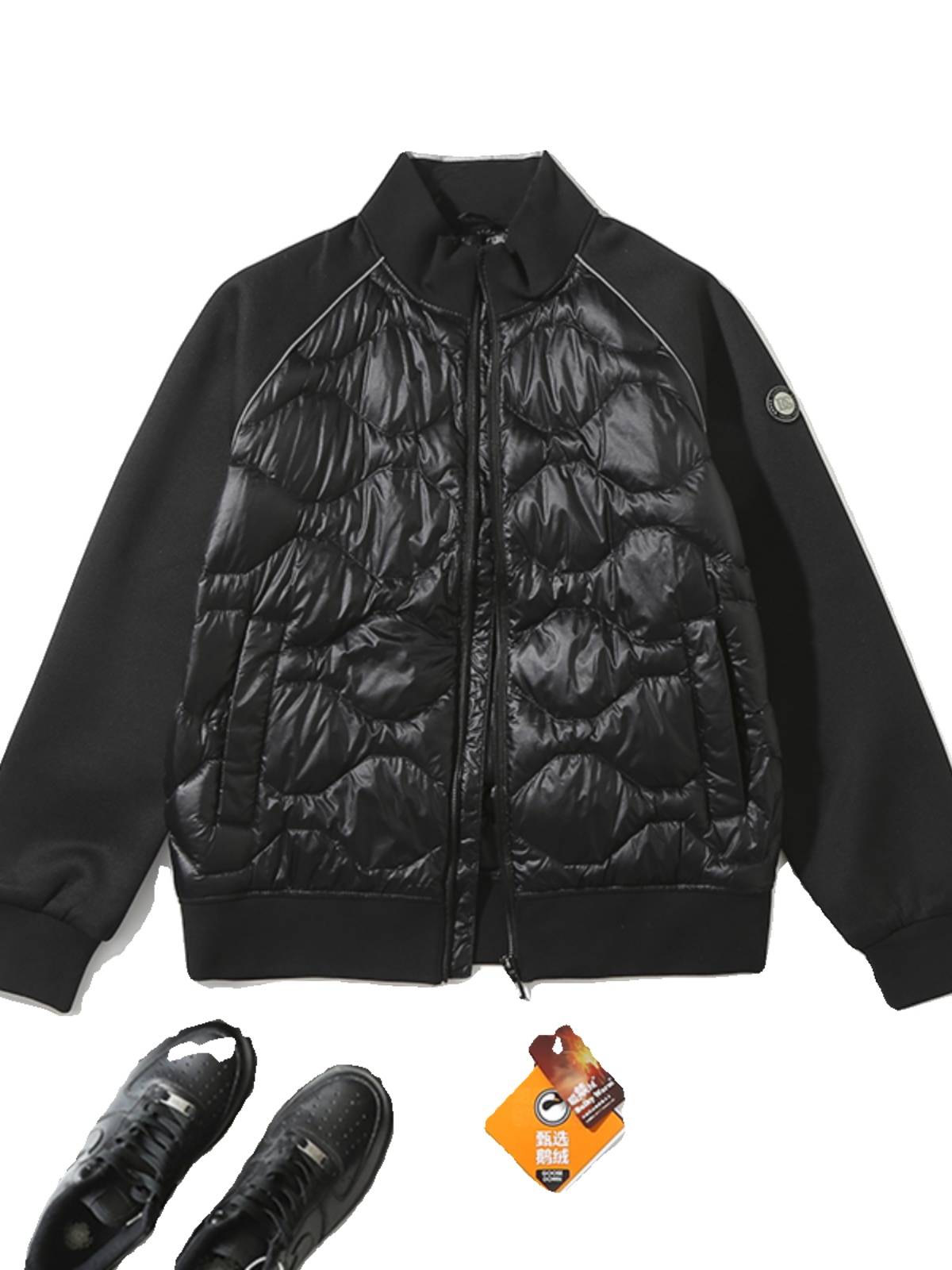 Men's stitching stand -up collar down jacket outer tide