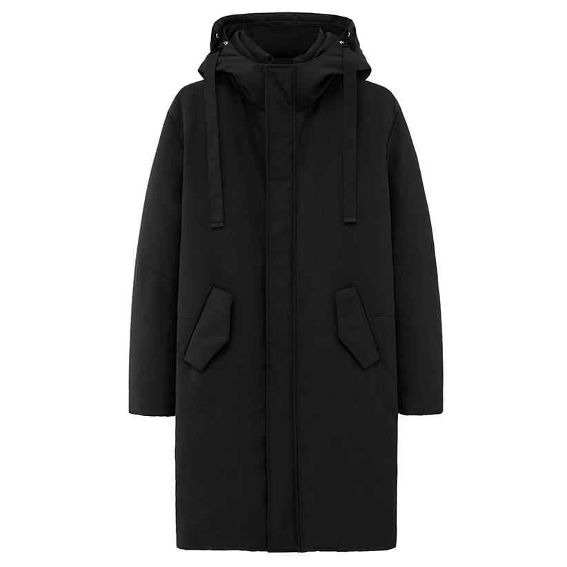 Bird men's winter new product down jacket back contrasting color embroidery black mid -length fashion down jacket tide