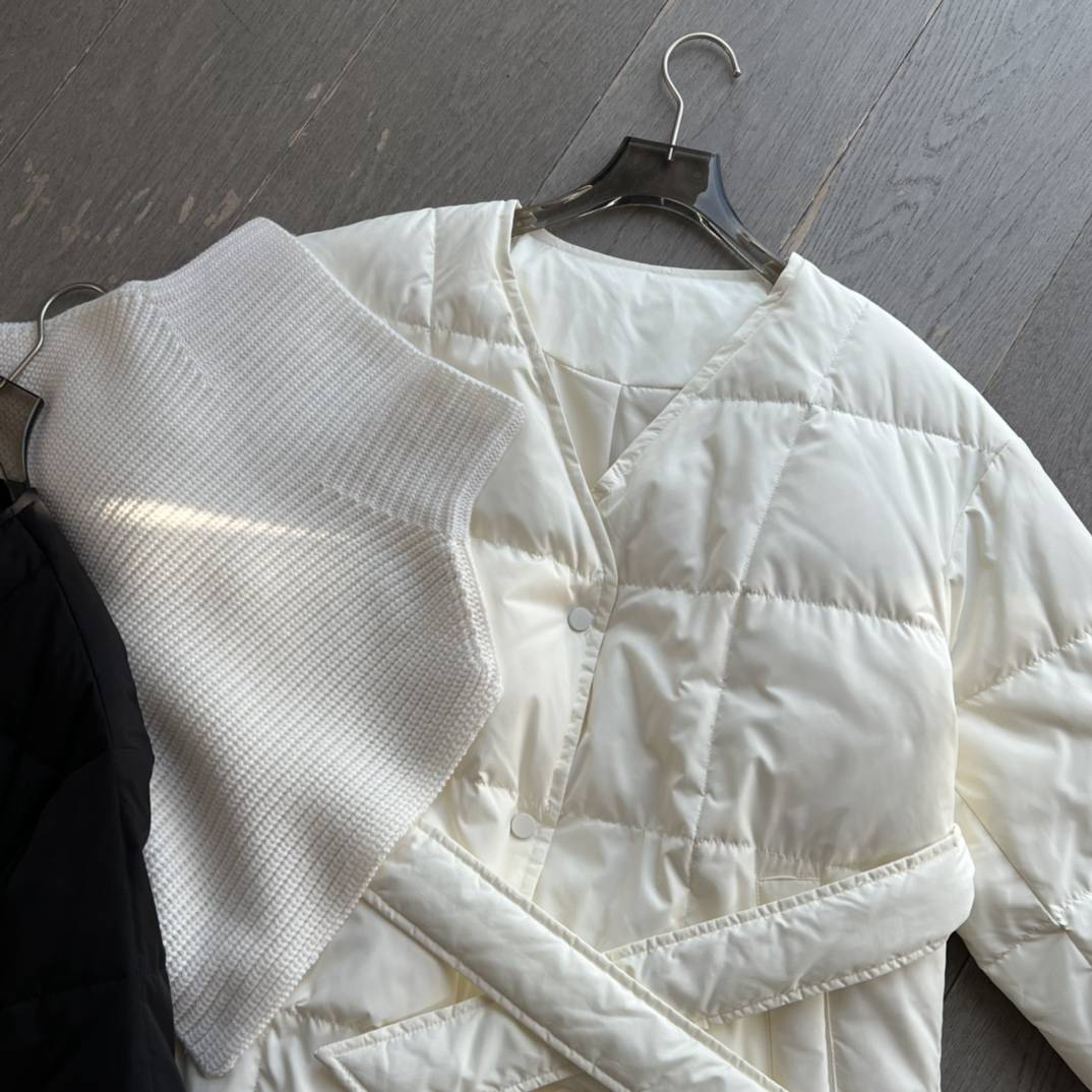 New Chinese two -piece set!MC's new V -neck 90 duck down duck outer down jacket with wool knitting coward shawl