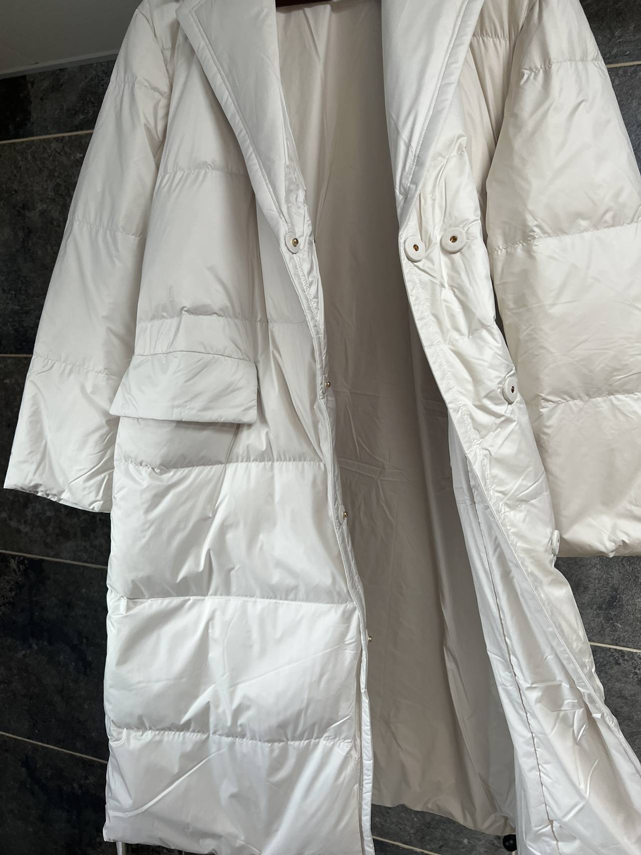 Xiao He Liushui Tiff silk ultra -fine polyester+90 white goose down long outdoor down jacket special
