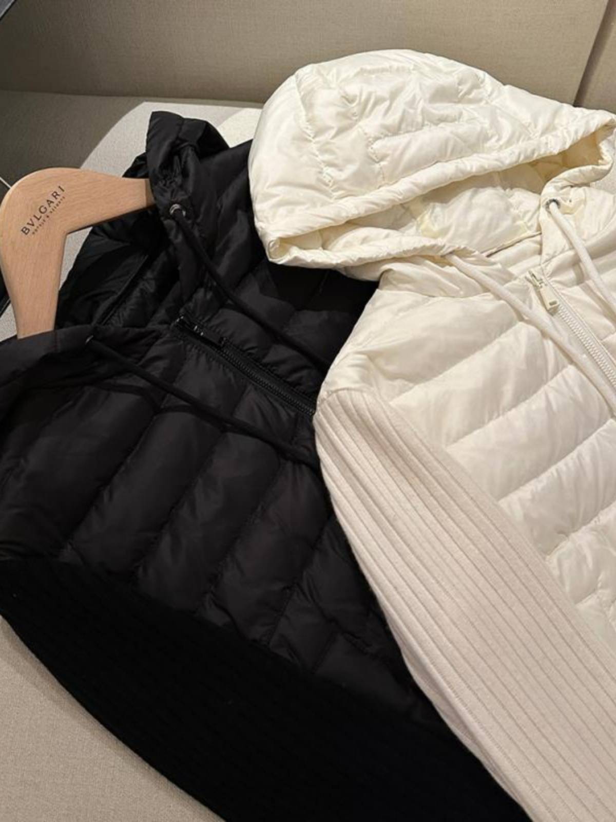 T.B rejection of bloated white goose down cut down jacket