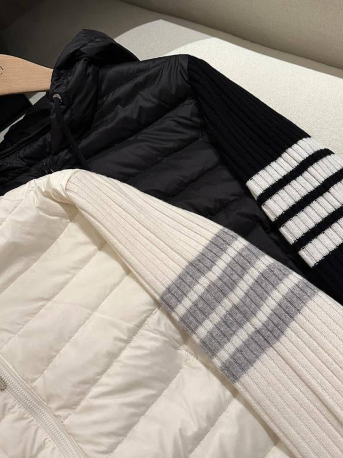 T.B rejection of bloated white goose down cut down jacket