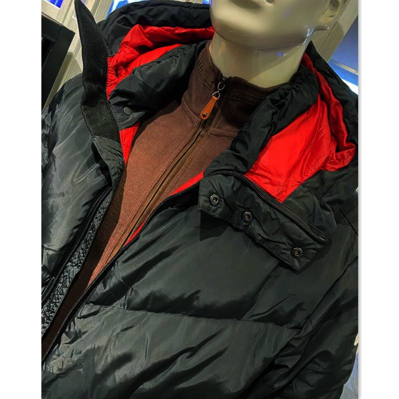 Tail single hooded down jacket men's winter warm goose velvet anti -cold and warm down cotton jacket loose cotton jacket