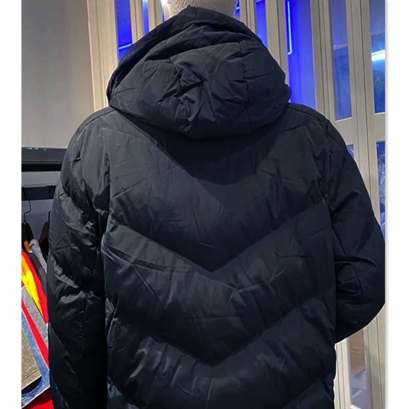 Tail single hooded down jacket men's winter warm goose velvet anti -cold and warm down cotton jacket loose cotton jacket