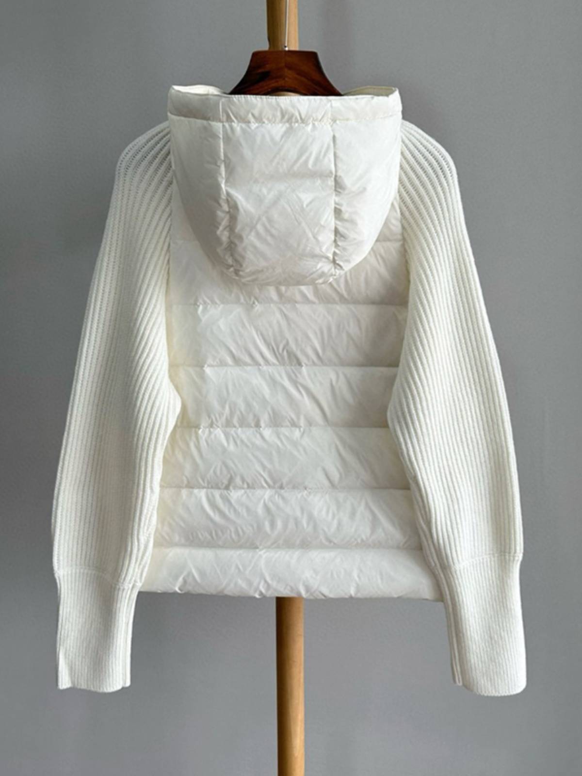 24 autumn and winter new wool stitching goose velvet hooded down jackets warm, comfortable, casual outer jacket female