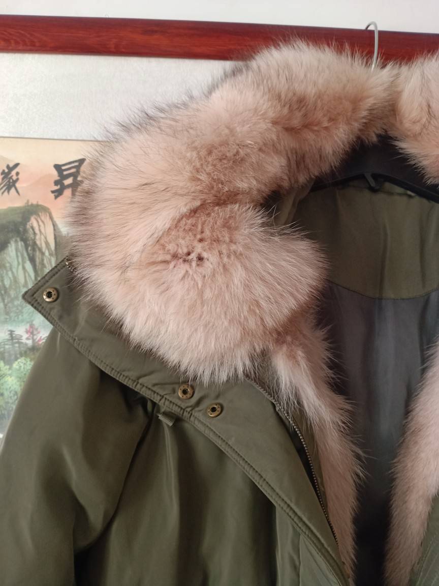 Korean single 90%white duck down big fox real hair collar down jacket jacket