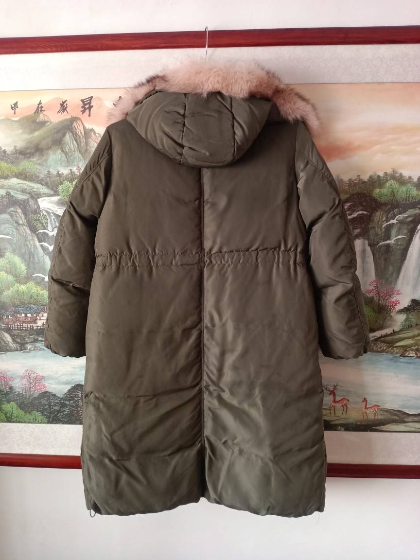 Korean single 90%white duck down big fox real hair collar down jacket jacket