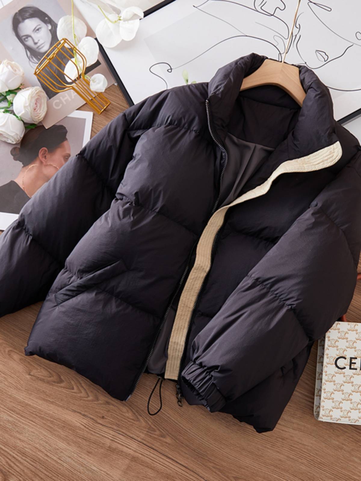 White duck down thickened warm foreign aerated down jacket bread clothes