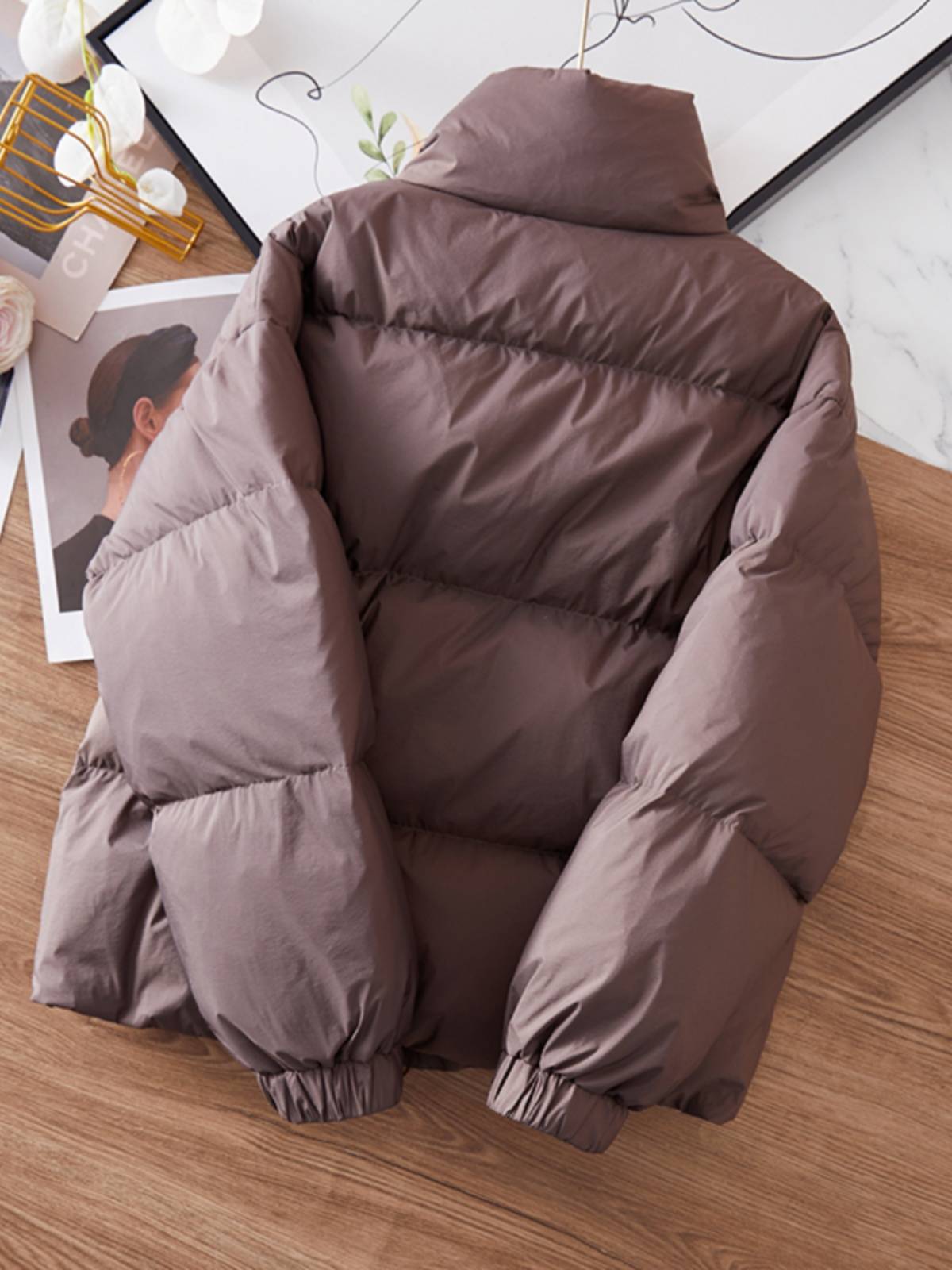 White duck down thickened warm foreign aerated down jacket bread clothes