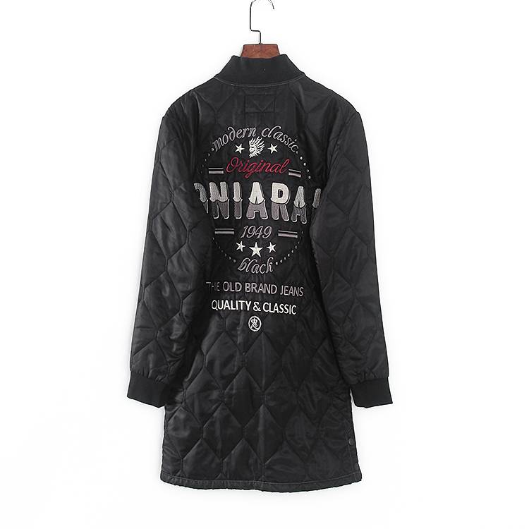 Ghost brand discount clearance winter men's black embroidered ghost head mid -length trend baseball collar cotton clothing 53010