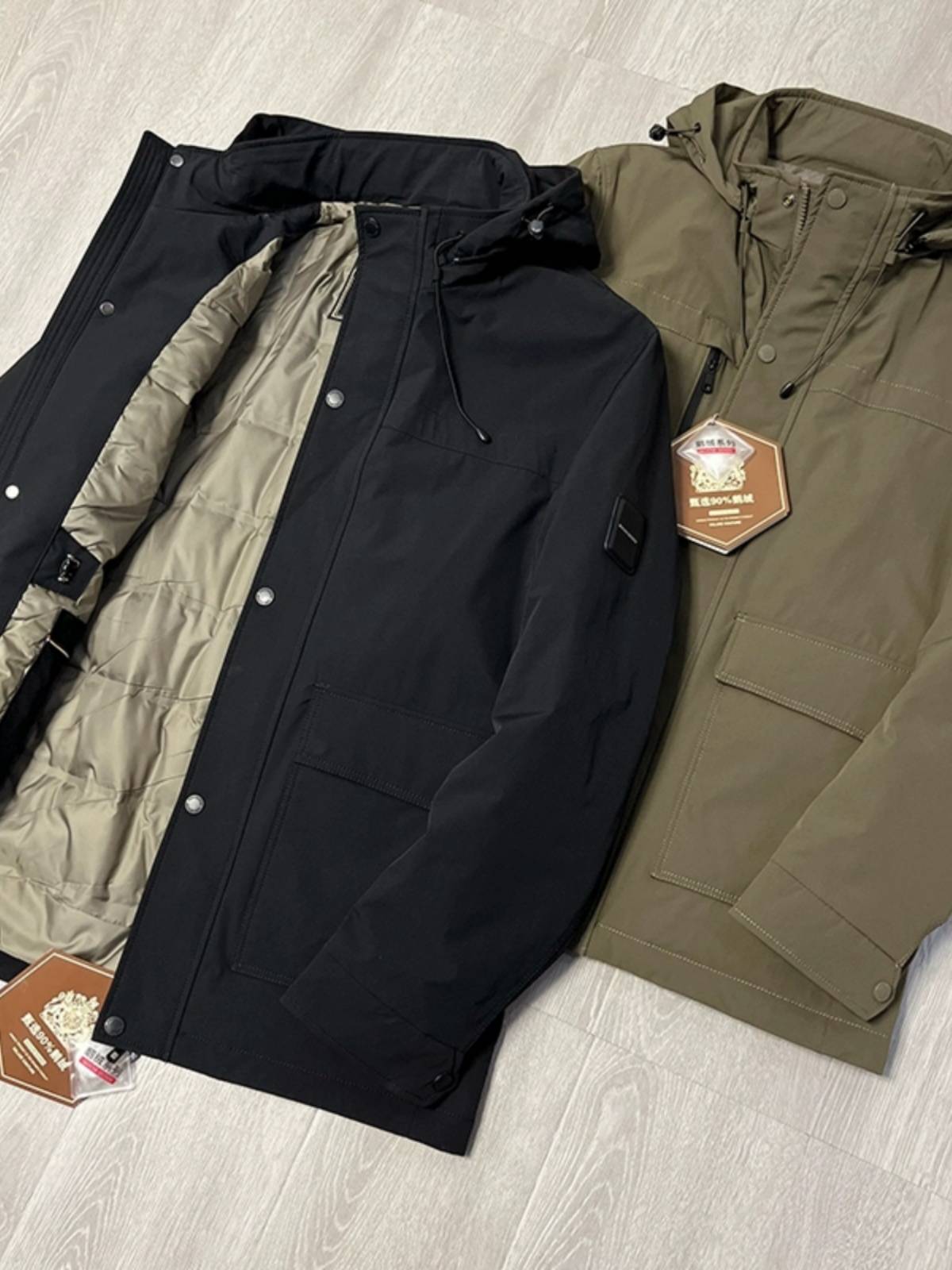 Winter men's tall fluffy down jacket warm outer jacket tide