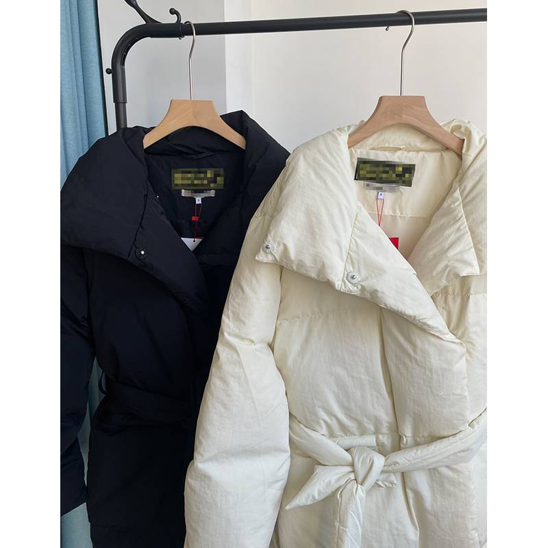 Walking big quilt stands thickened new country duck down long black down jacket