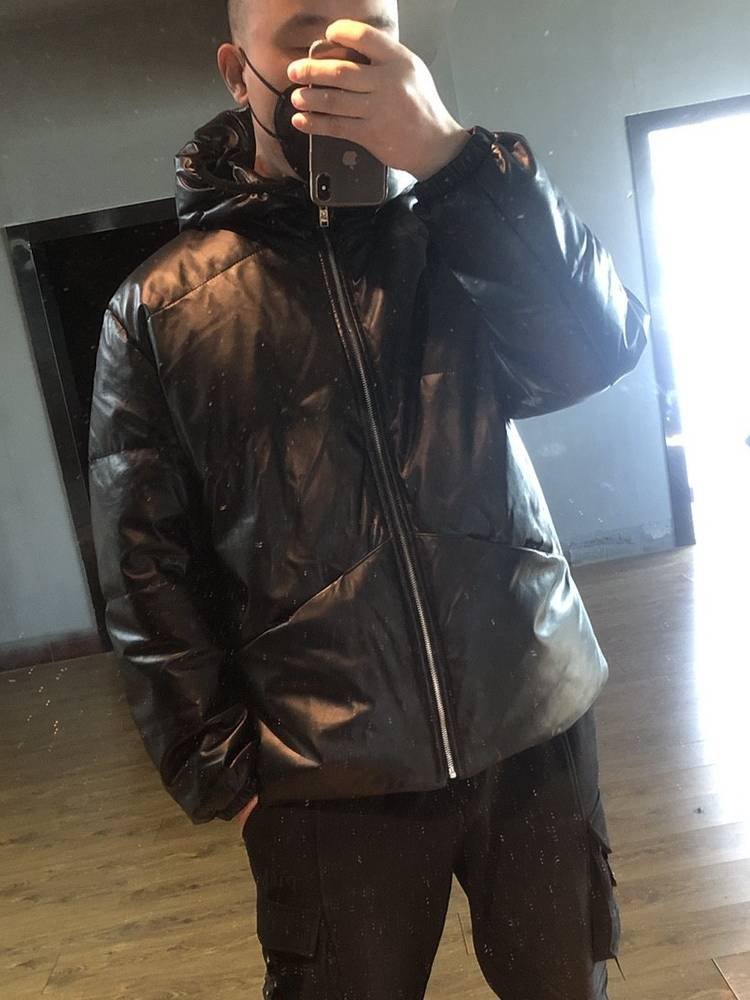 Personal versatile goose velvet fills leather down jacket