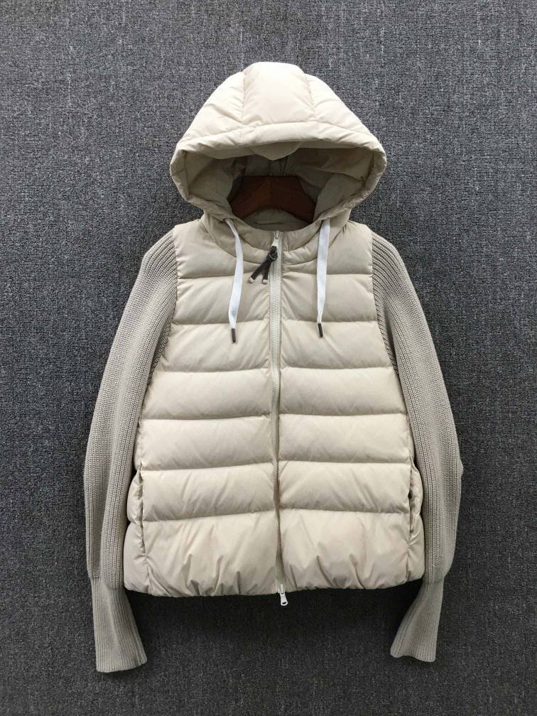 White wearing a hat Simple goose velvet wool sleeve down jacket