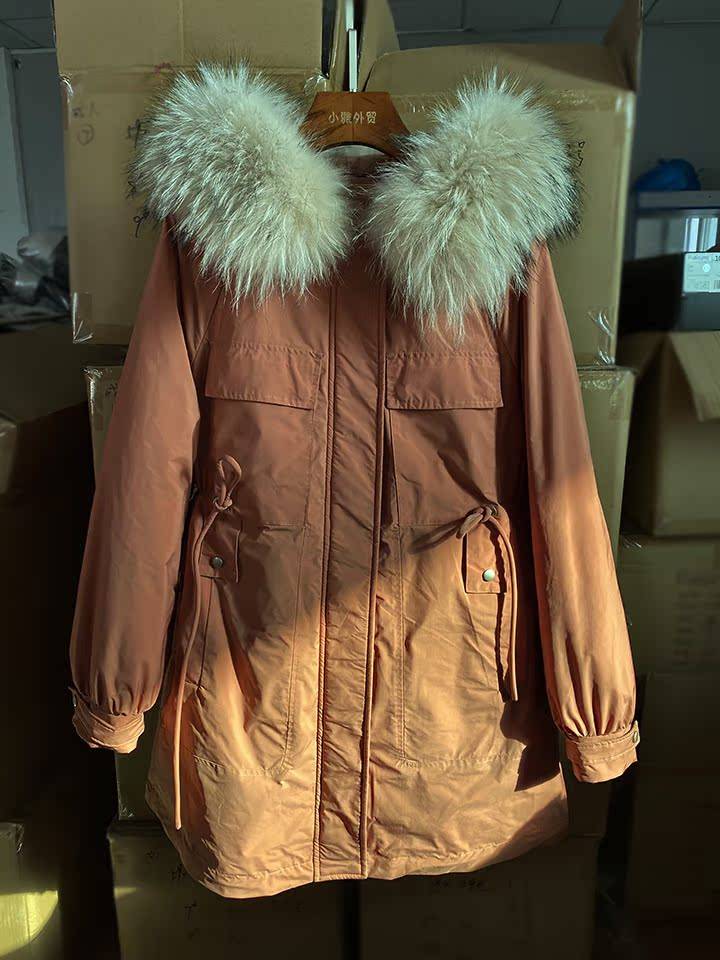 80113 three -color medium -color mid -length loose leisure school overcome straight hooded down jackets