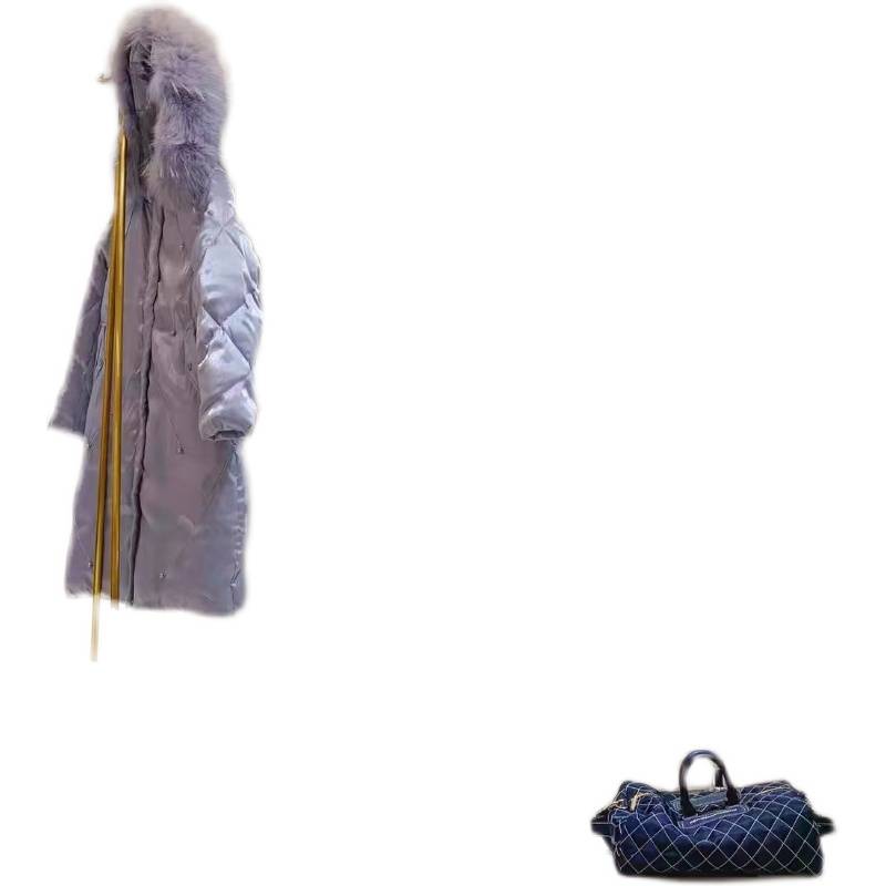 Custom memory fabric long round neck warm down jacket