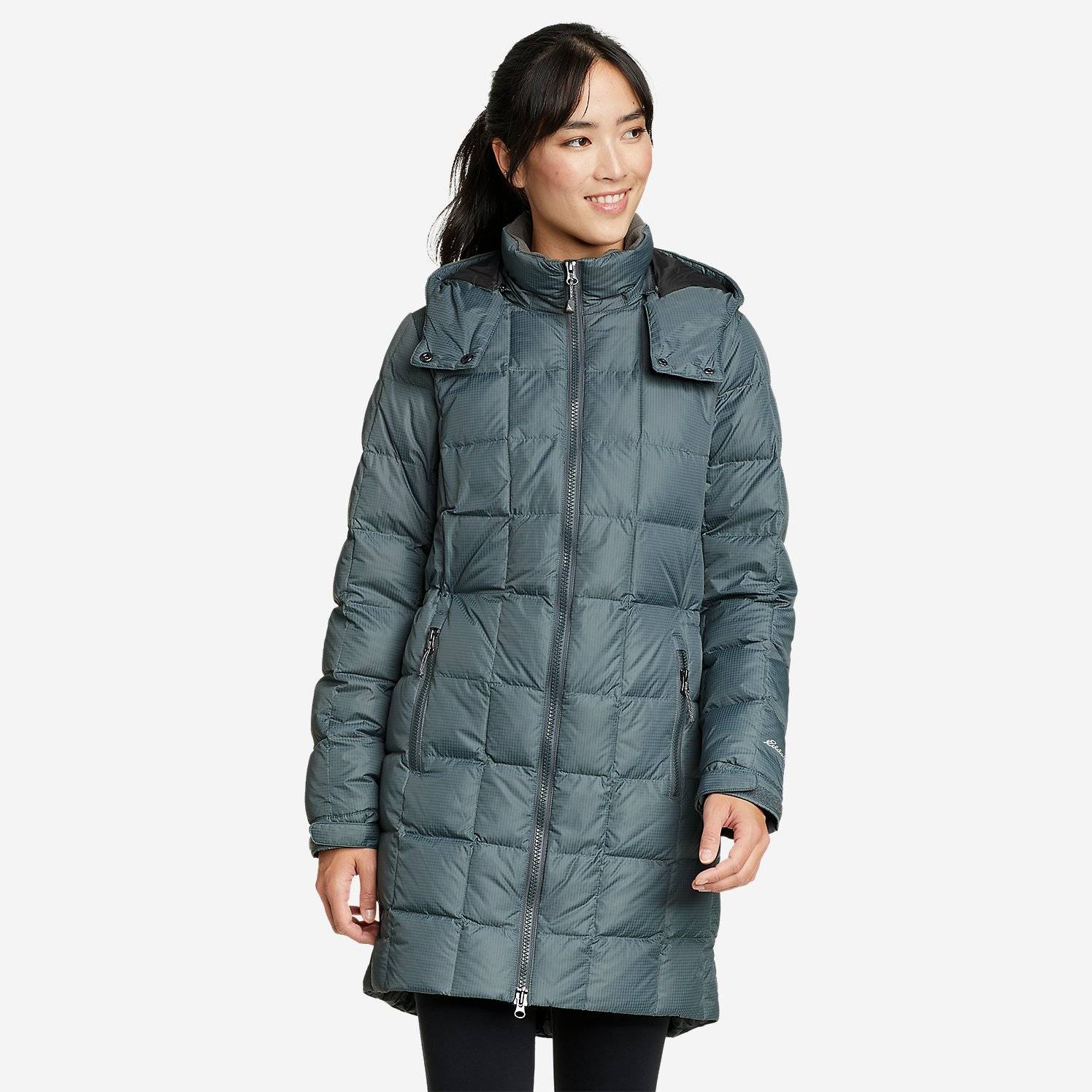 Ms. EB Mid -length sewing square grid down jacket