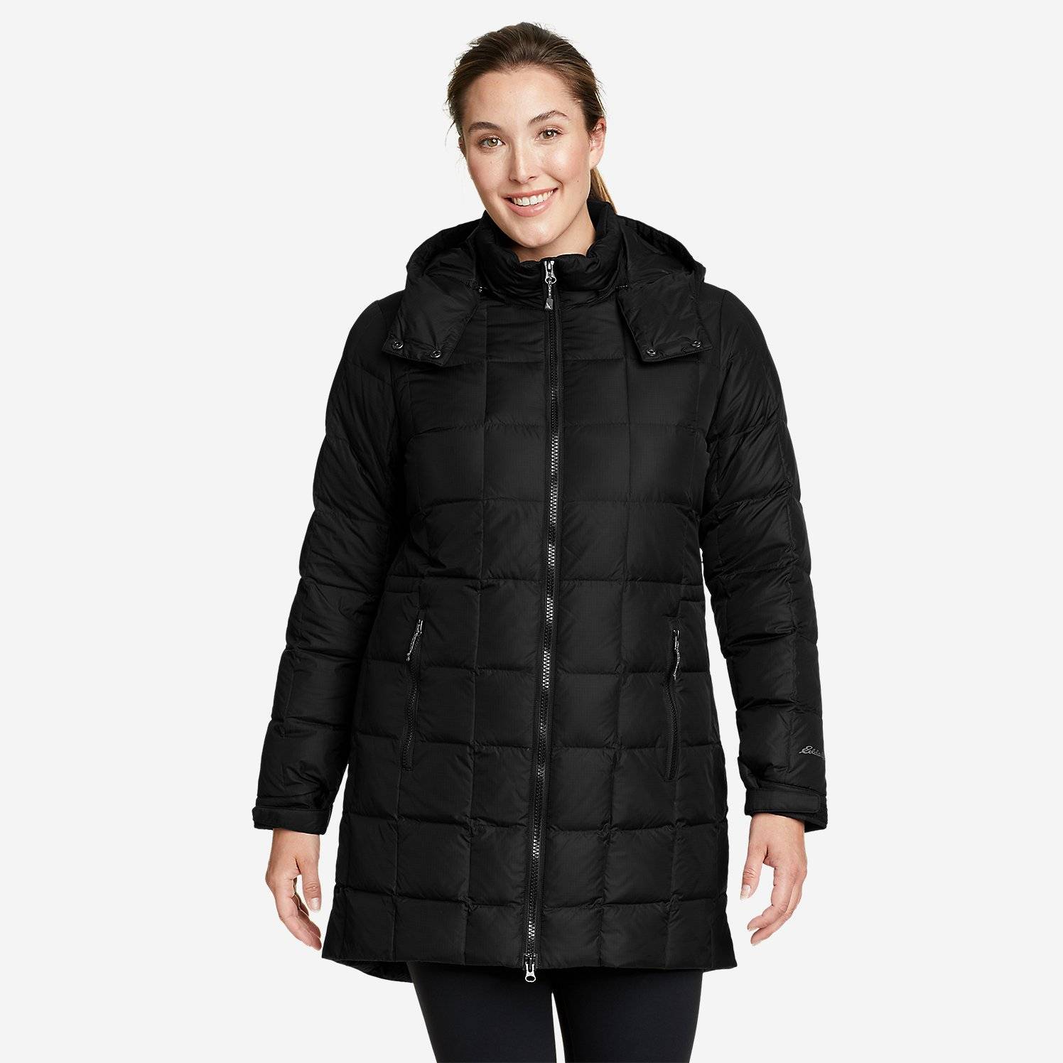 Ms. EB Mid -length sewing square grid down jacket