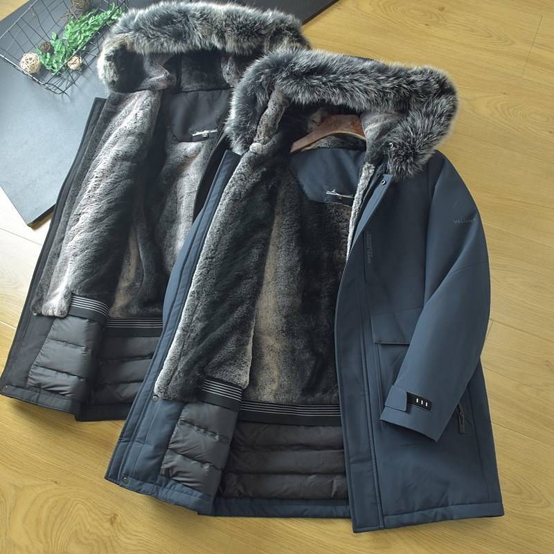 Recommended cattle!90 duck down!True hair collar!Cut the label jacket Men's middle and long mid -length, thick and warm down jacket