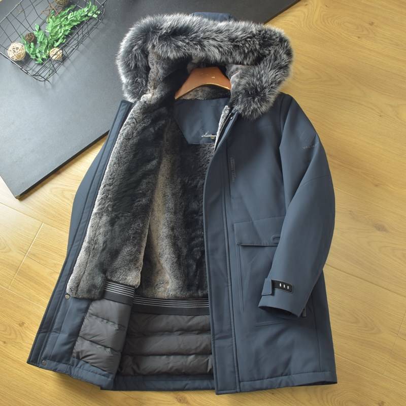 Recommended cattle!90 duck down!True hair collar!Cut the label jacket Men's middle and long mid -length, thick and warm down jacket