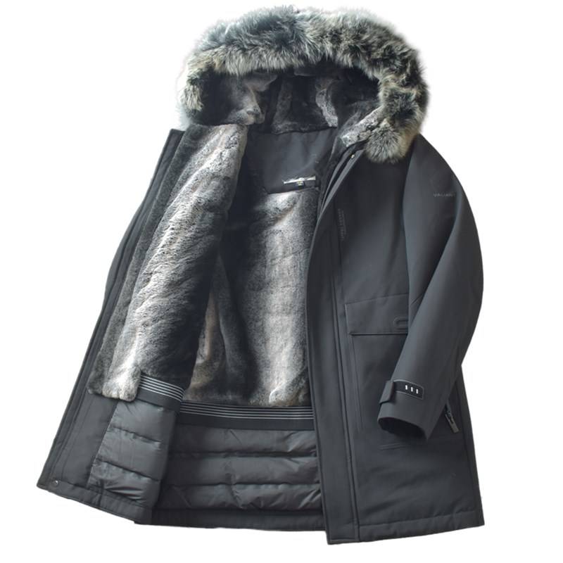 Recommended cattle!90 duck down!True hair collar!Cut the label jacket Men's middle and long mid -length, thick and warm down jacket