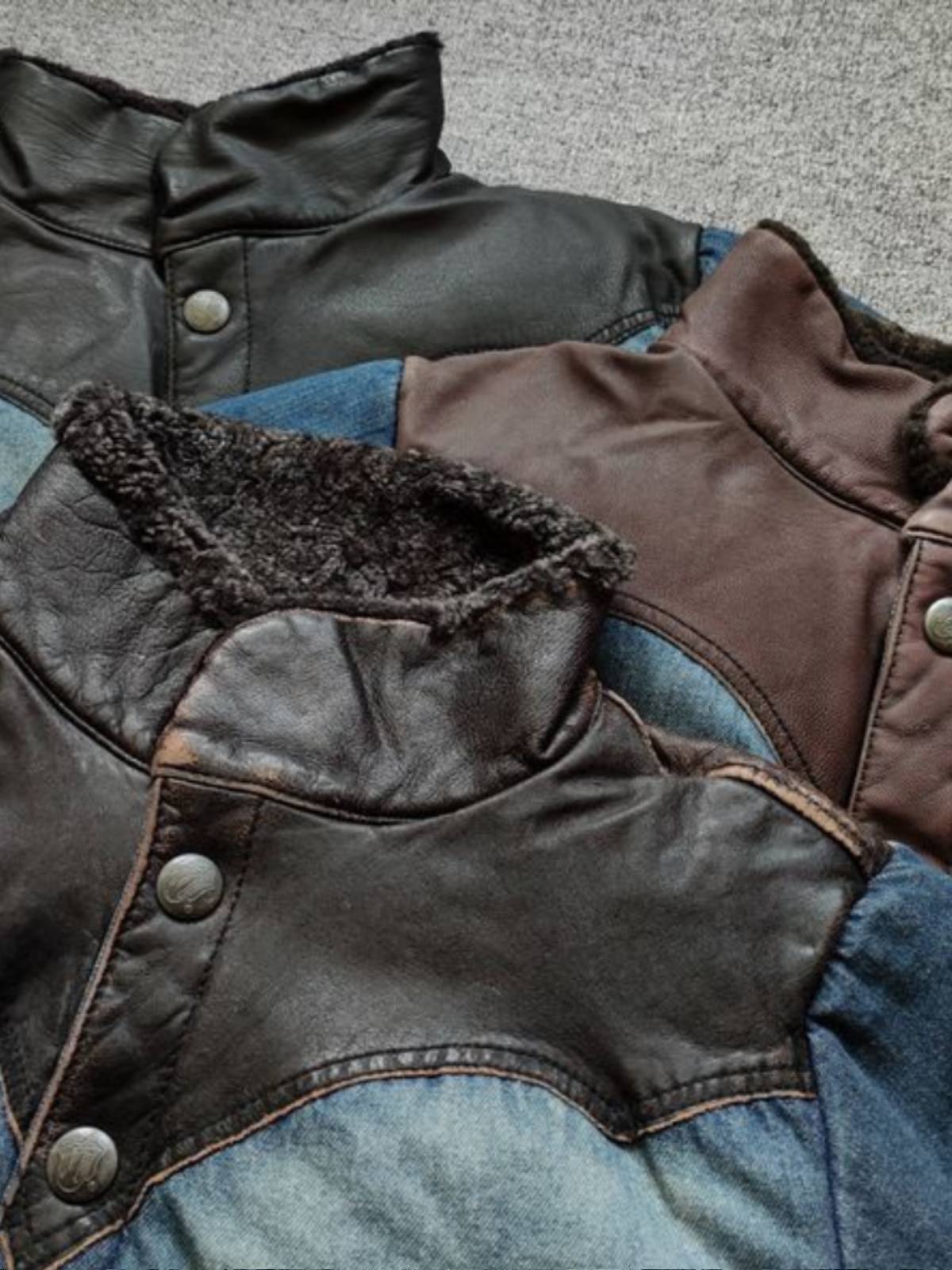 Amea Kazakhs Retro leather denim down jacket jacket