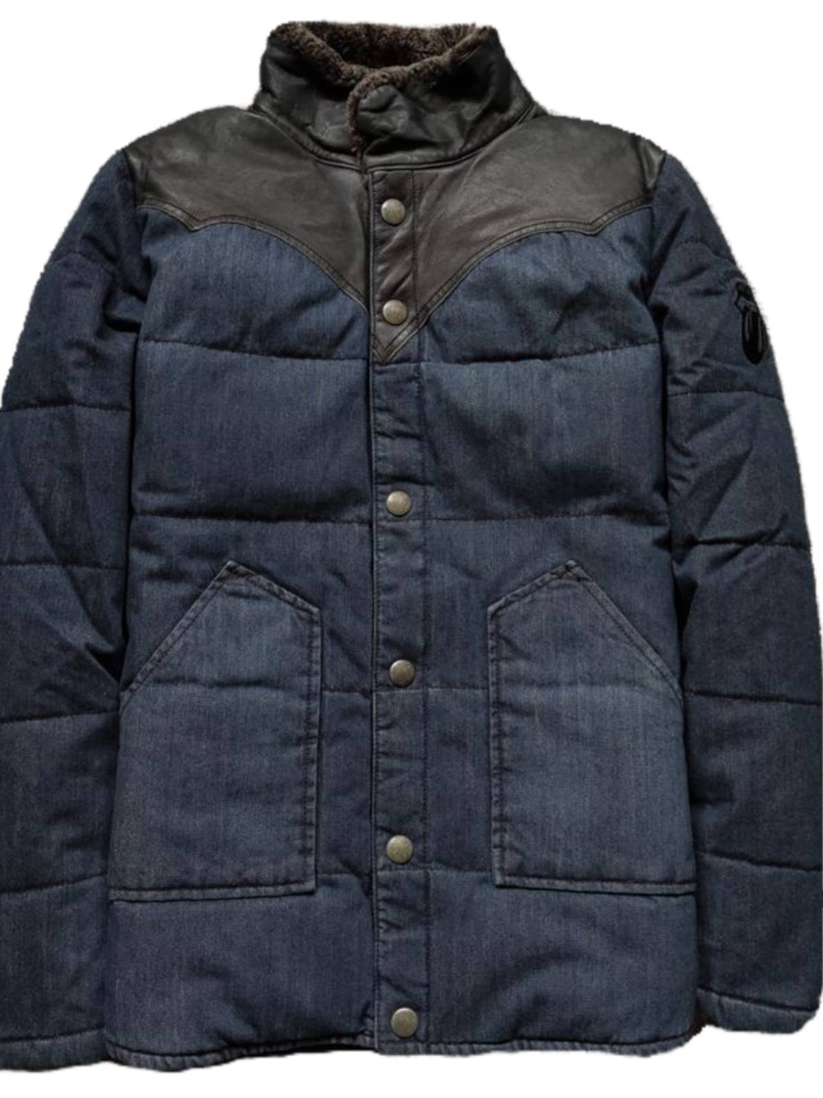 Amea Kazakhs Retro leather denim down jacket jacket