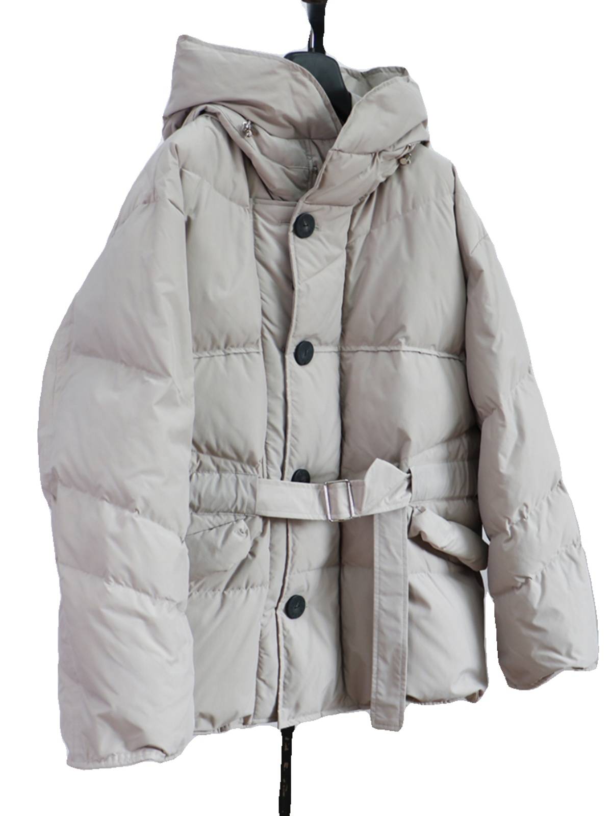 South Korea stand -collar hooded down jacket women's medium long Korean version of the loose and thick white duck down winter jacket