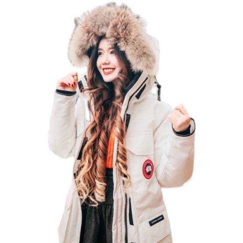 Bai Jingting the same down jacket couple, windproof, waterproof, waterproof thickened down jacket wolf hair collar big hair collar