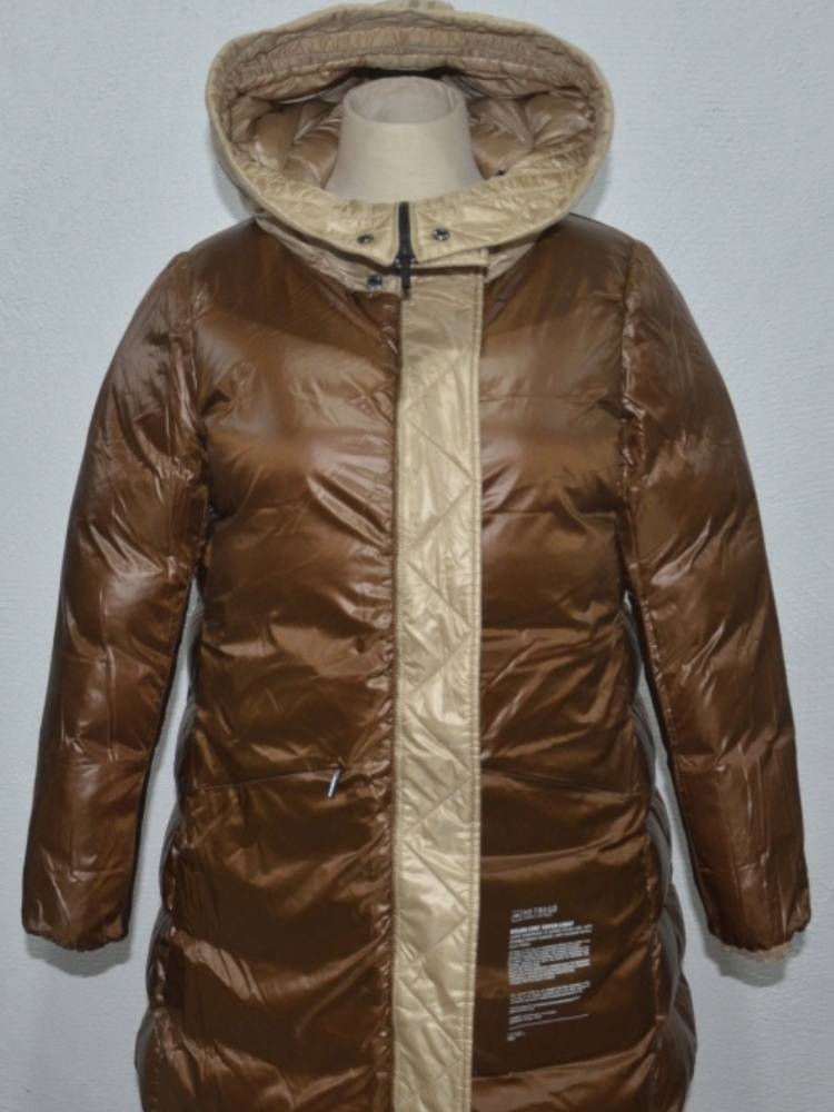 Sanjiao commuting nylon medium long hooded down jacket