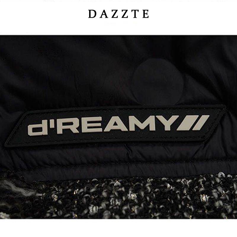 2020 Winter -out new black stitching coarse flower, short down jacket outer jacket 3C4K395