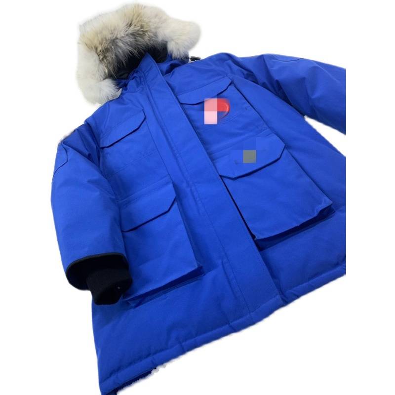 Classic men's and women's goose velvet big hair collar medium long waterproof snowproof down jacket flaw defect treatment