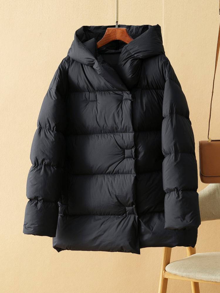 Fashionable Slender high velvet volume short hooded down jacket