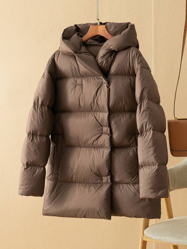 Fashionable Slender high velvet volume short hooded down jacket