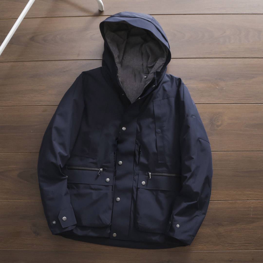 2023 business casual hooded loose 90 white duck down men's guest for light down technology fiber fabric down jacket