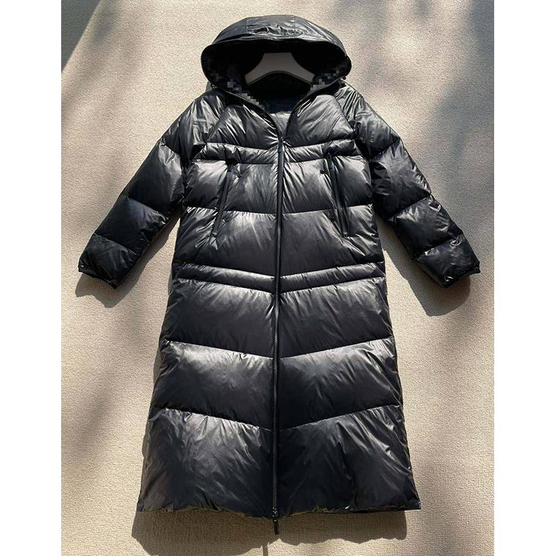 Thick large quilt models!Ribbon with hat goose velvet down jacket