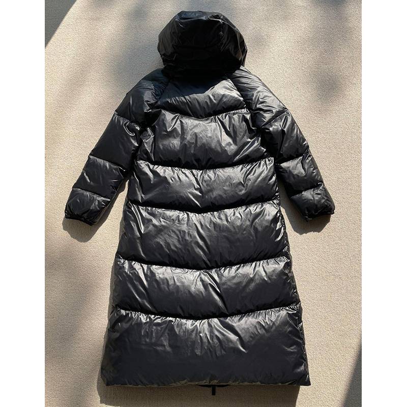 Thick large quilt models!Ribbon with hat goose velvet down jacket