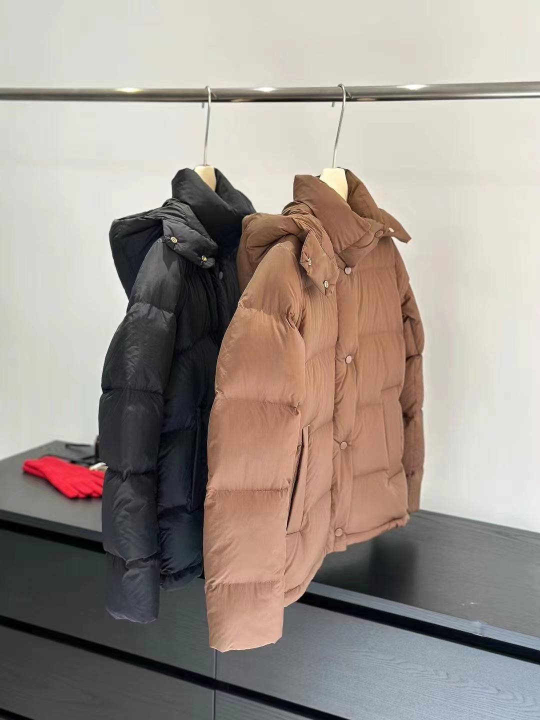 Samsung 90 white duck down fluffy full and full -hooded waist short bread bread down jacket winter