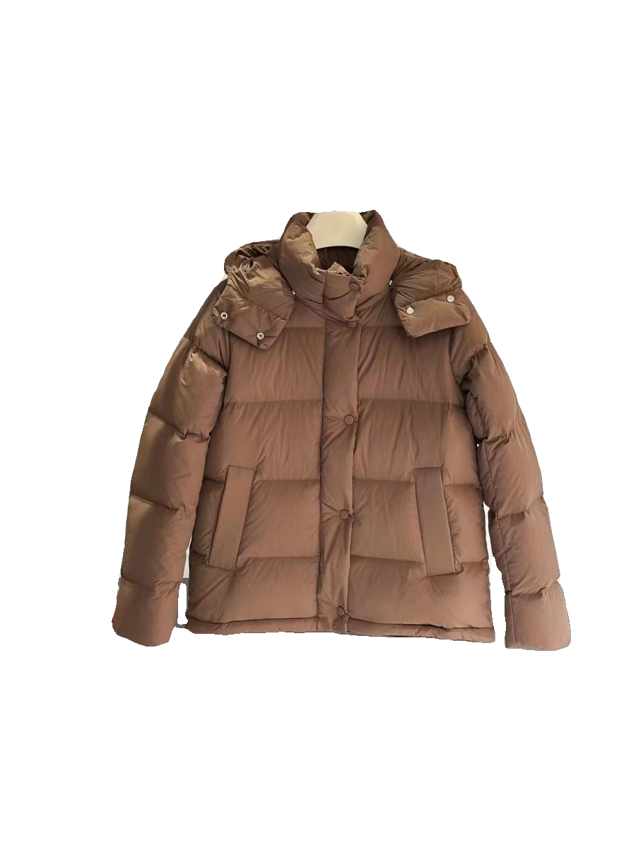 Samsung 90 white duck down fluffy full and full -hooded waist short bread bread down jacket winter