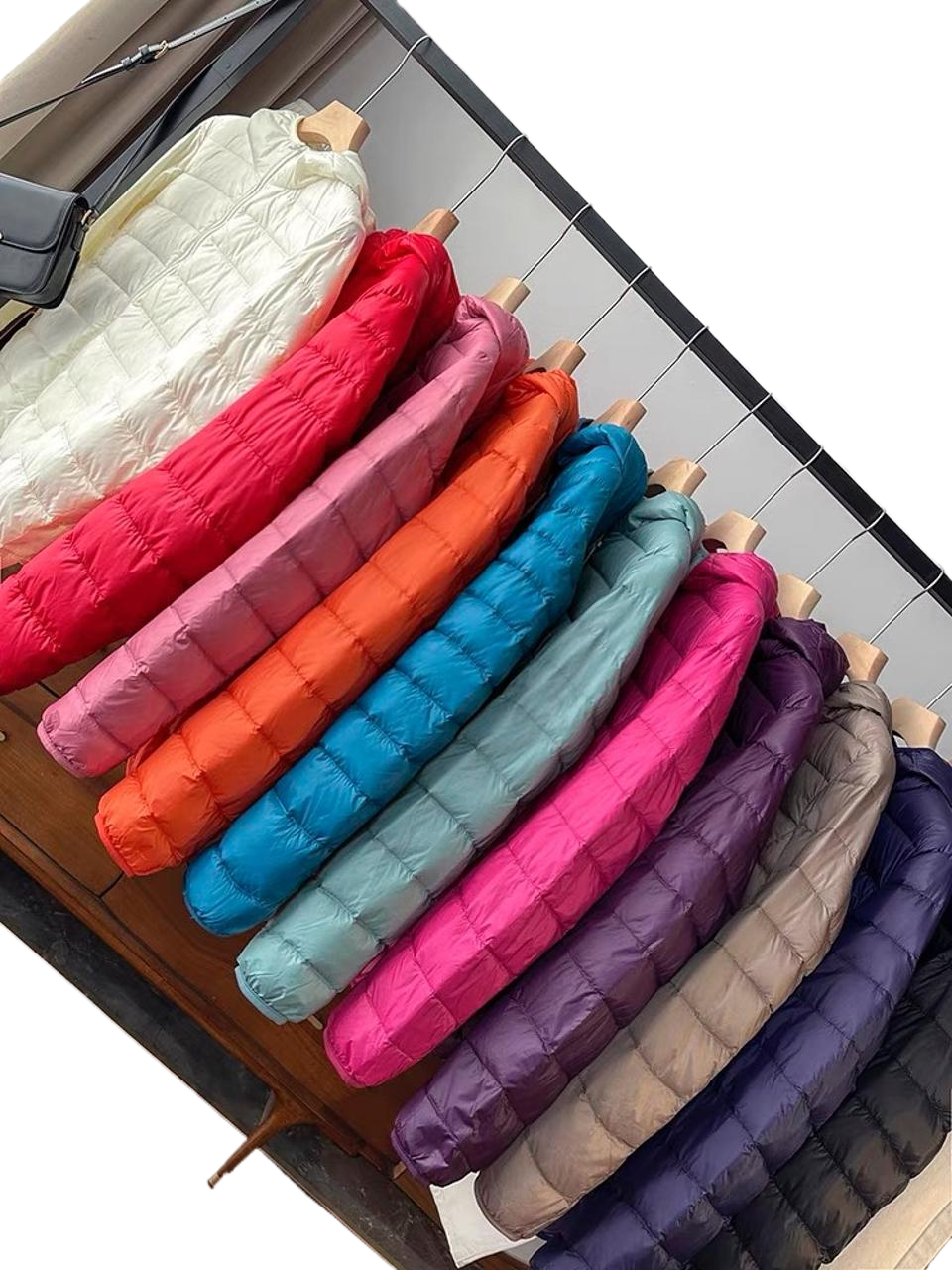 End end of benefits!90 white duck down!Classic Simple Pure Color Pure Hooding Light Light Plush Female Autumn and Winter